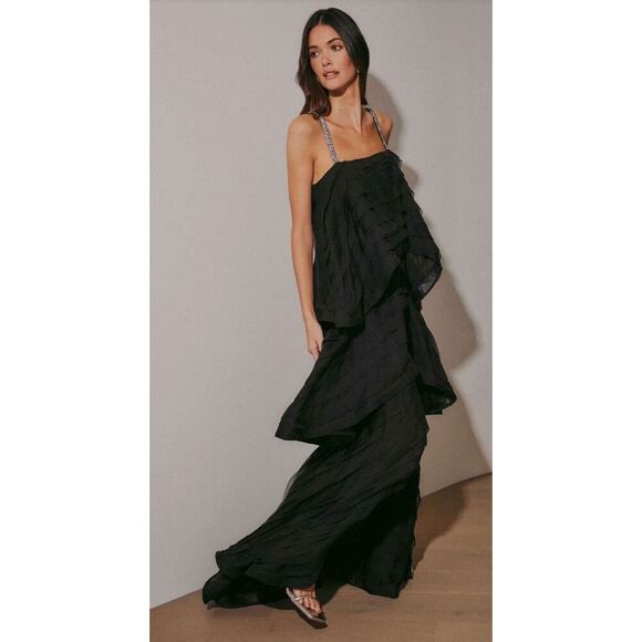 Elliatt Eira Black Layered Evening Maxi Dress Black cocktail Event size S NWT - Picture 4 of 7